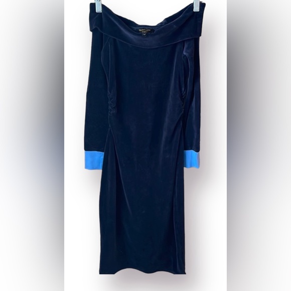 🛍️SALE🛍️ Juicy Couture Black Label Velour | Velvet Off the Shoulder Midi Dress - Picture 5 of 7